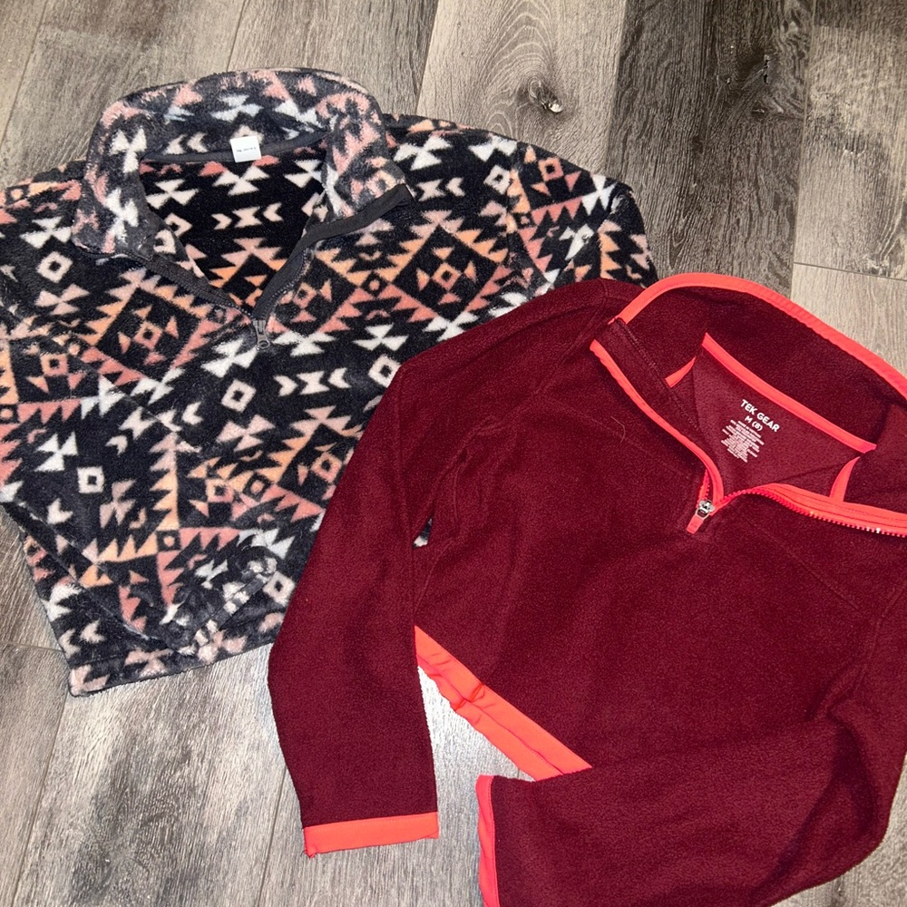 Tribal Print and Burgundy Fleece Pullovers